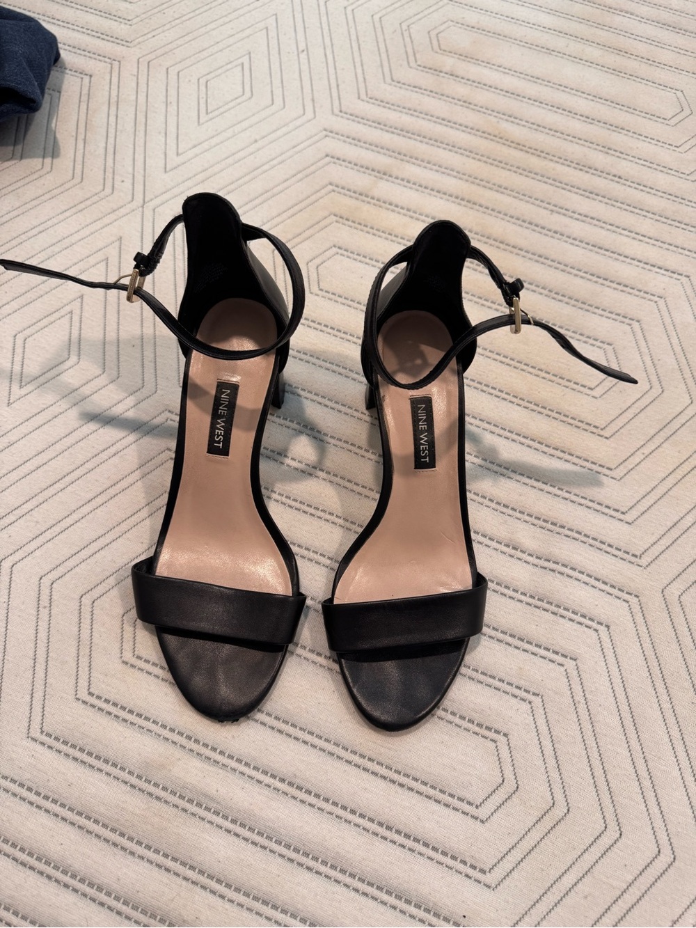 Nine West Black Open-Toe Ankle-Strap Heels